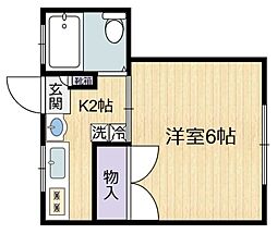 サンホワイト 2階1Kの間取り