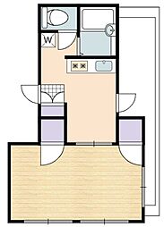 健生ビル 5階1Kの間取り