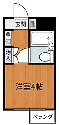 カーサ四谷 4階ワンルームの間取り
