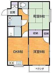西武池袋線 ひばりヶ丘駅 徒歩14分の賃貸マンション 1階2DKの間取り