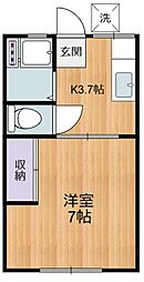 小田急小田原線 狛江駅 徒歩17分の賃貸アパート 2階1Kの間取り