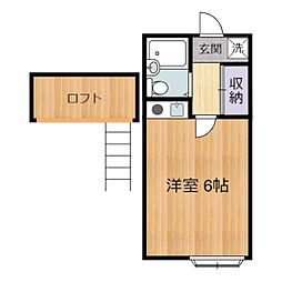 アーバンライフB号棟 ワンルームの間取図画像