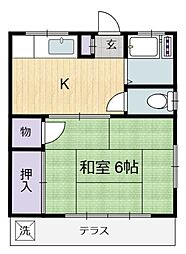 桔梗コーポ 1DKの間取図画像