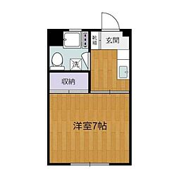 ロジュモン富貴 1階1Kの間取り