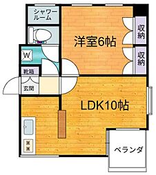 パティオアゼリー 4階1LDKの間取り