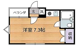 多摩都市モノレール 立川北駅 徒歩8分の賃貸マンション 2階1Kの間取り