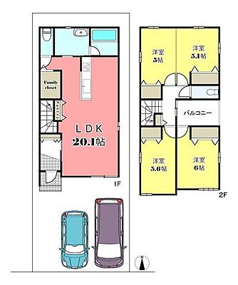 間取り パノラマ有り四日市市曙1丁目9号棟