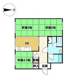 笹川団地分譲住宅101棟 3DKの間取図画像