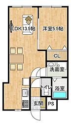信開グランドハイツ 1LDKの間取図画像