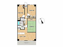 中小島ガーデンヒルズ2棟 3LDKの間取図画像
