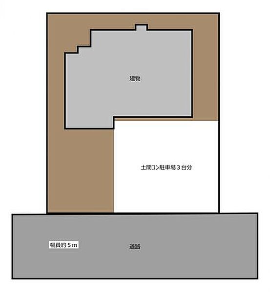 【リフォーム中】区画図です。駐車場は拡張して土間コンクリートの並列3台に拡張予定です。