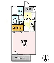 グリーンテラスS・T 1Kの間取図画像