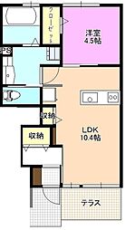 エル・カーサMIWA 1LDKの間取図画像