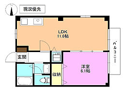 パークコート稲田 1LDKの間取図画像