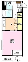サンディハイツ鶴賀 1Kの間取図画像