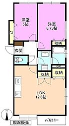S-YARD三輪 2LDKの間取図画像