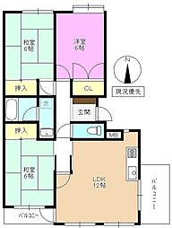 サンディ・ココ西棟 3LDKの間取図画像