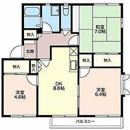 フレグランスアイビー 　Ｂ棟 2階3DKの間取り