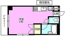 丸山ビル 5階ワンルームの間取り