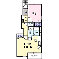 エトワール・ＫII 1階1LDKの間取り