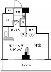 信開グランドハイツヴァンヴェール 1DKの間取図画像