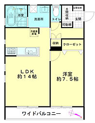 エイトピュア汐見台 1LDKの間取図画像