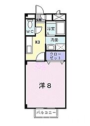 JR山陽本線 西川原駅 徒歩8分の賃貸アパート 1階1Kの間取り