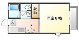 JR津山線 法界院駅 徒歩7分の賃貸アパート 1階1Kの間取り