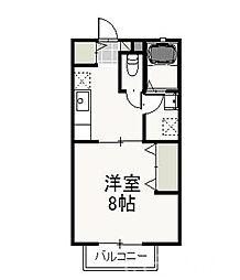 JR津山線 法界院駅 徒歩7分の賃貸アパート 2階1Kの間取り