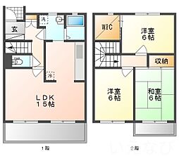JR吉備線 備前三門駅 徒歩29分の賃貸タウンハウス 2階3LDKの間取り