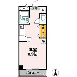岡山電気軌道東山本線 東山・おかでんミュージアム駅駅 徒歩2分の賃貸マンション 3階ワンルームの間取り