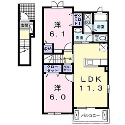 グランツB 2LDKの間取図画像