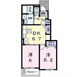 サニーメゾン壱番館 2DKの間取図画像