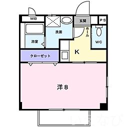 ベルフローラ 1Kの間取図画像