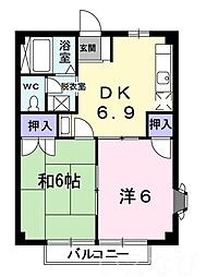 コスモハイツA 2DKの間取図画像
