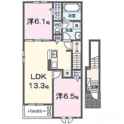 リップルガーデンE 2LDKの間取図画像
