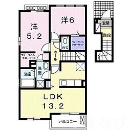 ブルックベルB 2LDKの間取図画像
