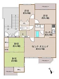 グリーンタウン枚方翠香園 3LDKの間取図画像