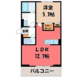 D-ROOM 文京町3丁目 2階1LDKの間取り