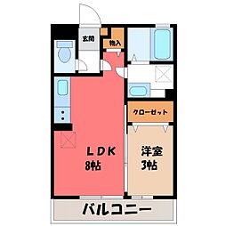 マリオーネ八千代 1LDKの間取図画像
