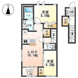 ヴァーチュアス II 2LDKの間取図画像