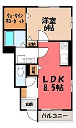 ハッピーネス 1LDKの間取図画像