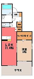 プランドールアネックスB 1LDKの間取図画像