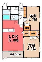ピノ・ソレアード 2LDKの間取図画像