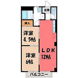 パルネット山口 2LDKの間取図画像