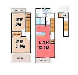 プロスベールB 2LDKの間取図画像
