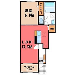 ブリッサ B 1LDKの間取図画像