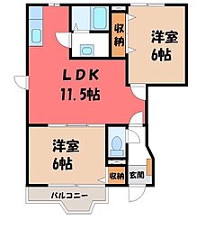 シャルマンA 2LDKの間取図画像
