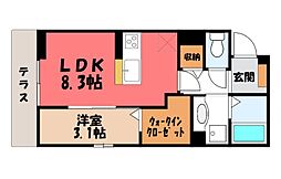 ミライハウス栄町 1LDKの間取図画像