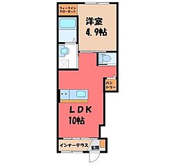 フェリス大友 1LDKの間取図画像